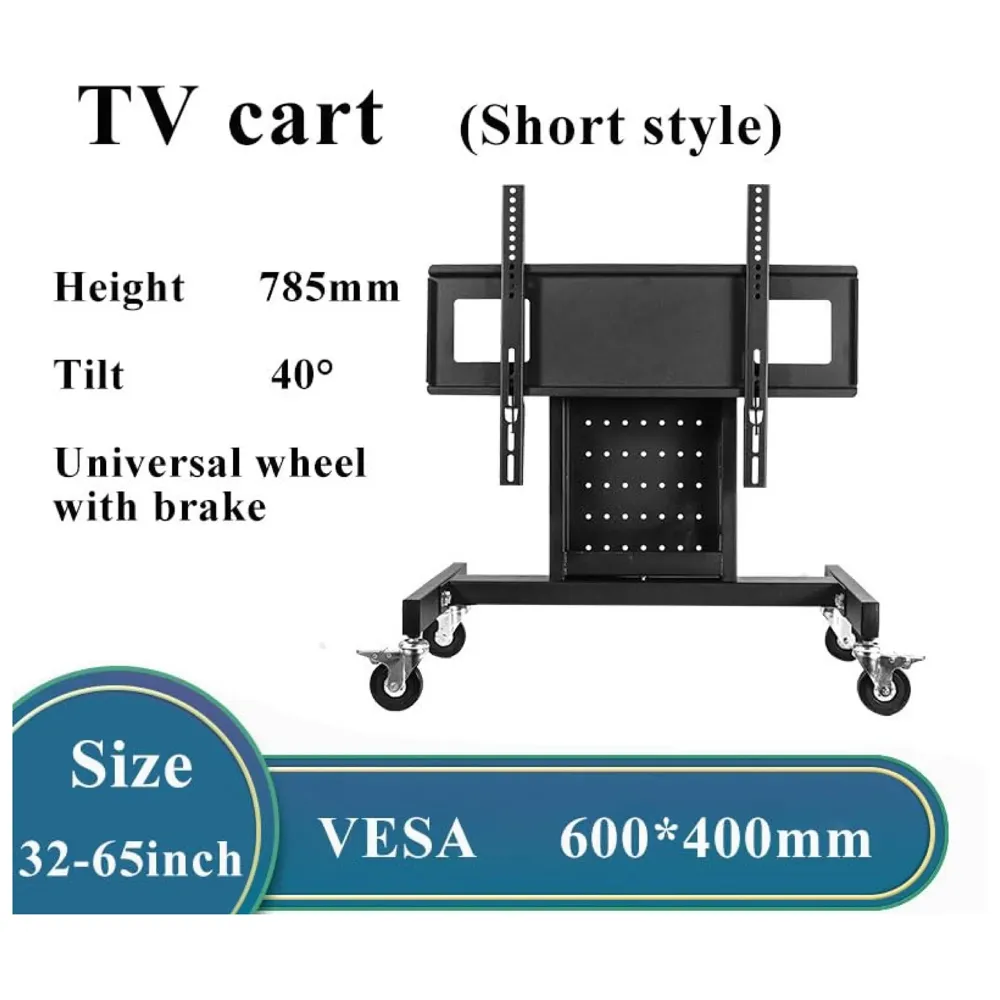 Heavy Duty Low Height Swivel Movable Tv Floor Stand Tv Trolley with Wheels for 32 Inch to 65 Inch LED for Events and Stage - 2