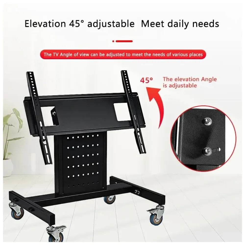 Heavy Duty Low Height Swivel Movable Tv Floor Stand Tv Trolley with Wheels for 32 Inch to 65 Inch LED for Events and Stage - 6