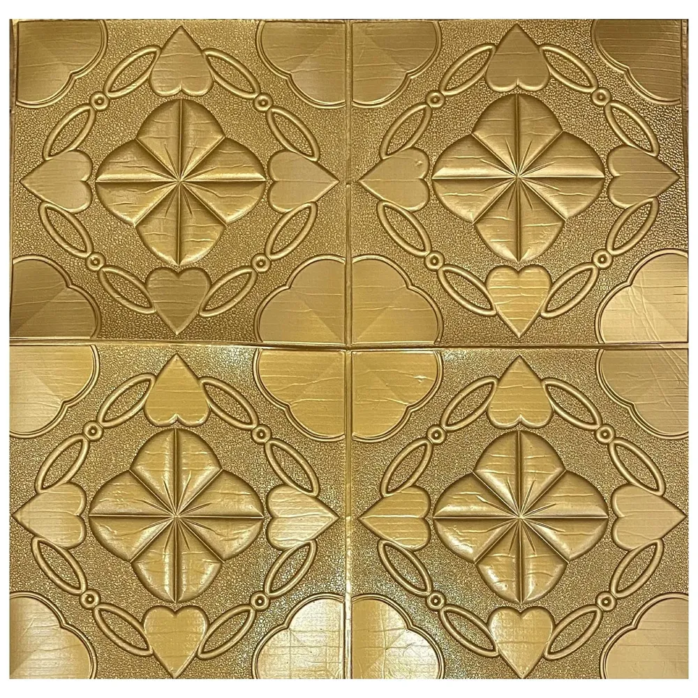 Brown Bronze Foam Wall Paper, 3D Wall Stickers Self-Adhesive Panel PE Wallpaper - Peel and Stick Wall Panels 70 x 70 Cm