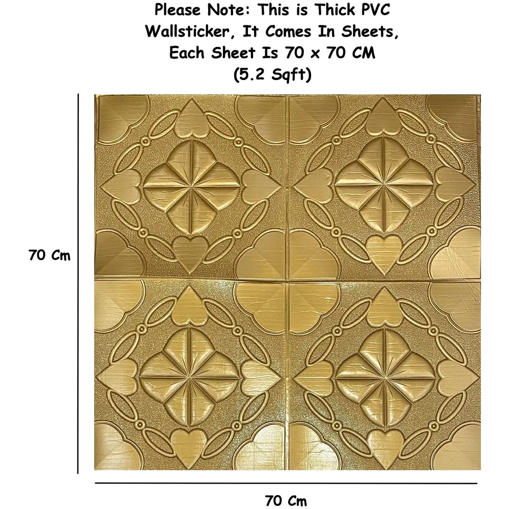 Brown Bronze Foam Wall Paper, 3D Wall Stickers Self-Adhesive Panel PE Wallpaper - Peel and Stick Wall Panels 70 x 70 Cm