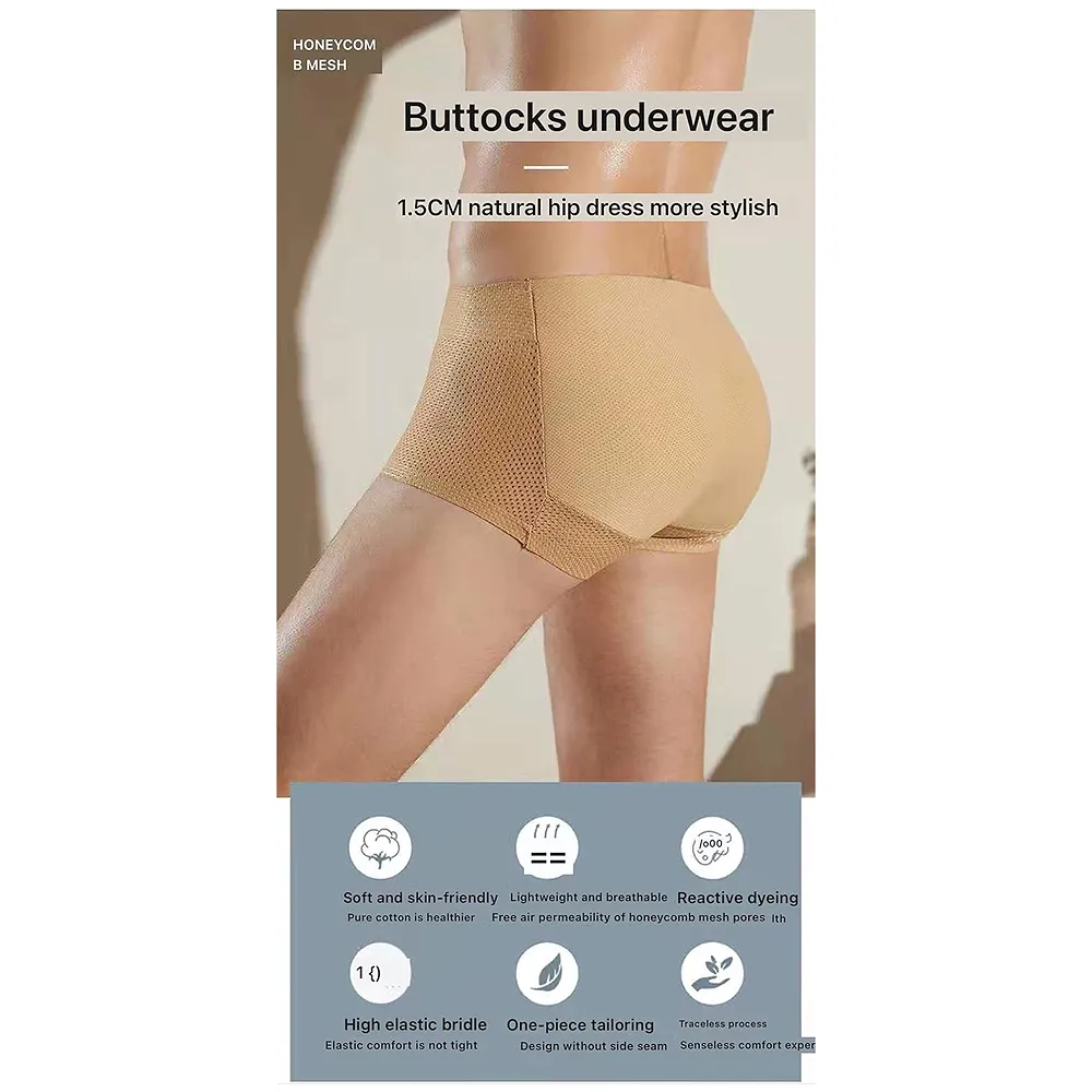 Men's Polyester Briefs (Pack of 1) (padded underwear_Black_90 CM)