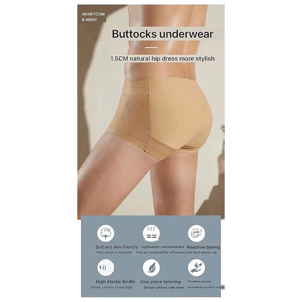 Men's Polyester Briefs (Pack of 1) (padded underwear_Black_90 CM)