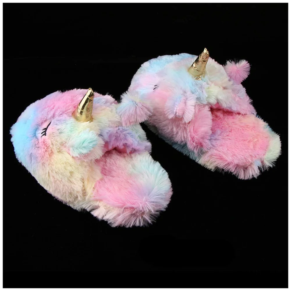 Unicorn Slippers, Plush Slippers (Rainbow) house Slippers Multi Colour (Size -7)