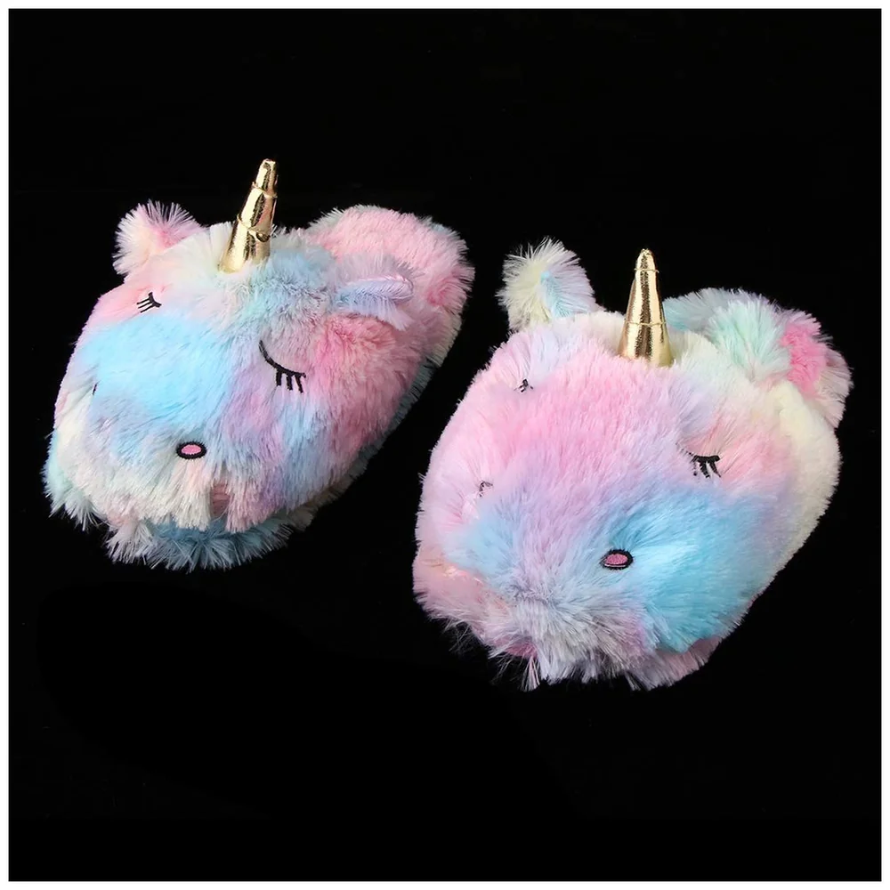 Unicorn Slippers, Plush Slippers (Rainbow) house Slippers Multi Colour (Size -7)