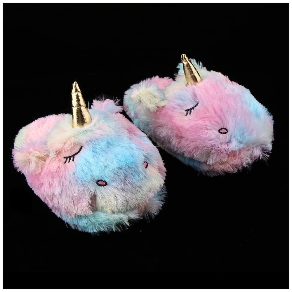 Unicorn Slippers, Plush Slippers (Rainbow) house Slippers Multi Colour (Size -7)
