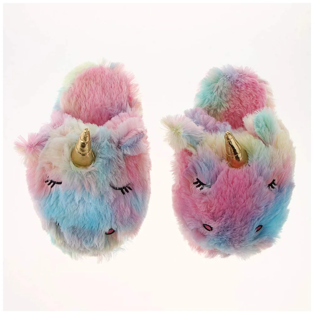 Unicorn Slippers, Plush Slippers (Rainbow) house Slippers Multi Colour (Size -7)