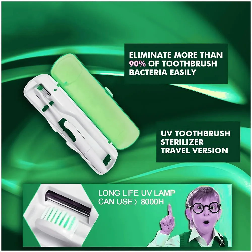 UV Toothbrush Protection Case, Toothbrush sanitiser, Toothbrush Sanitiser Holder. Green