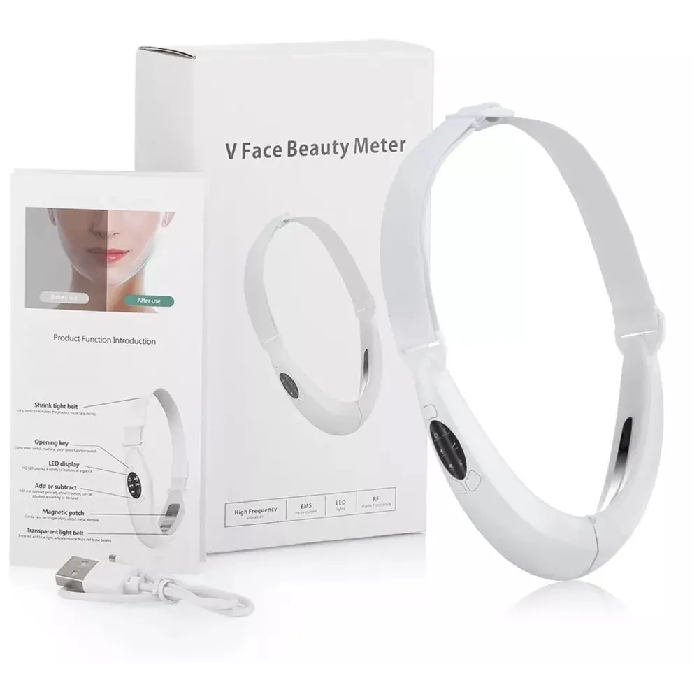 V Face Shaper LED Photon Therapy Micro Current Vibration V Slimming Massager V-Line Up Lifting, Chin Lifting Device, Skin Groomer EMS