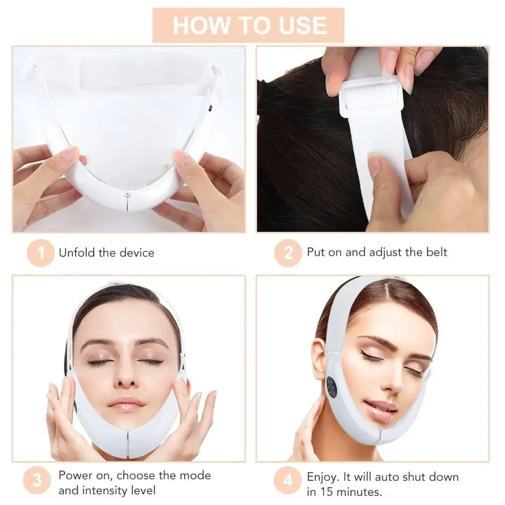 V Face Shaper LED Photon Therapy Micro Current Vibration V Slimming Massager V-Line Up Lifting, Chin Lifting Device, Skin Groomer EMS