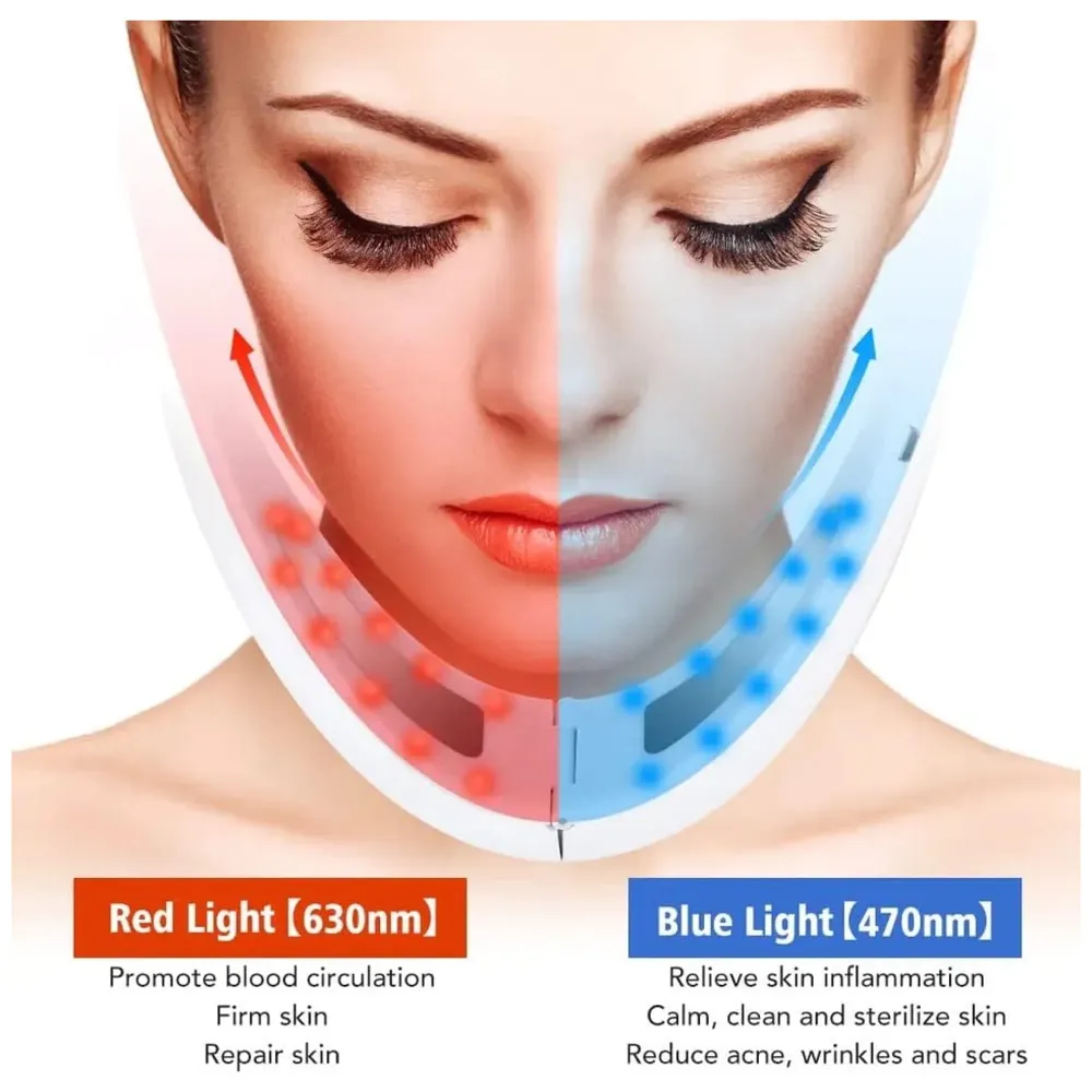 V Face Shaper LED Photon Therapy Micro Current Vibration V Slimming Massager V-Line Up Lifting, Chin Lifting Device, Skin Groomer EMS