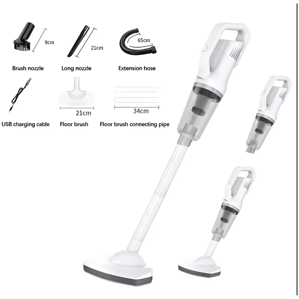 Cordless Vacuum Cleaner, Portable High-Power Motor with Strong Suction, Handheld Rechargeable Hoover with 4 Multi-Use Attachments for Home, Car & Office (White) - 3