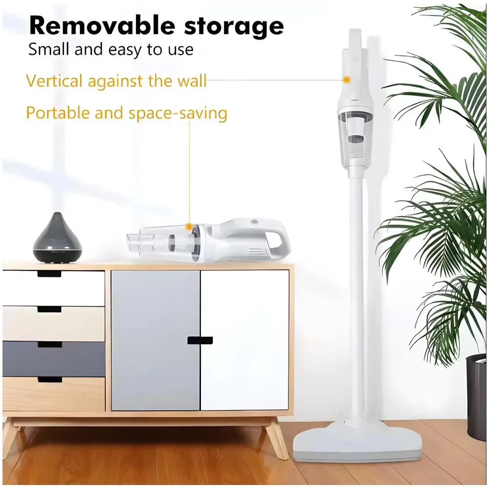 Cordless Vacuum Cleaner, Portable High-Power Motor with Strong Suction, Handheld Rechargeable Hoover with 4 Multi-Use Attachments for Home, Car & Office (White) - 6