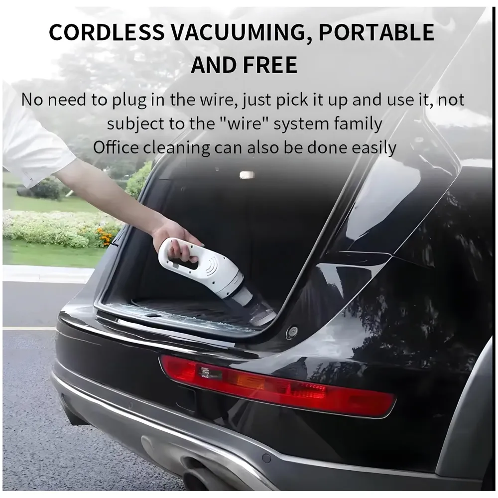 Cordless Vacuum Cleaner, Portable High-Power Motor with Strong Suction, Handheld Rechargeable Hoover with 4 Multi-Use Attachments for Home, Car & Office (White) - 8