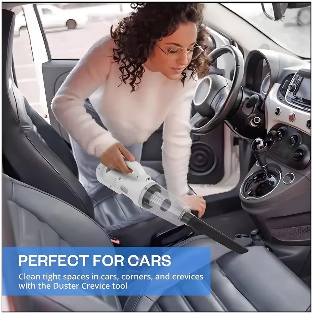 Cordless Vacuum Cleaner, Portable High-Power Motor with Strong Suction, Handheld Rechargeable Hoover with 4 Multi-Use Attachments for Home, Car & Office (White) - 9