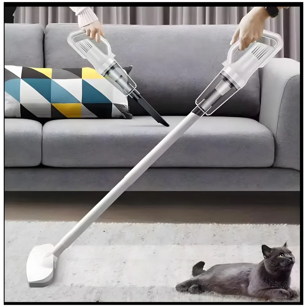 Cordless Vacuum Cleaner, Portable High-Power Motor with Strong Suction, Handheld Rechargeable Hoover with 4 Multi-Use Attachments for Home, Car & Office (White)