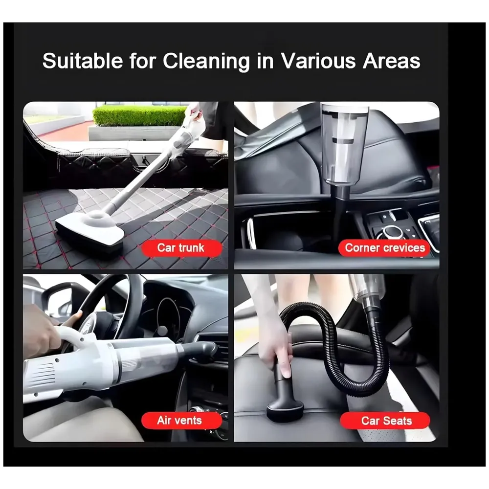 Cordless Vacuum Cleaner, Portable High-Power Motor with Strong Suction, Handheld Rechargeable Hoover with 4 Multi-Use Attachments for Home, Car & Office (White)