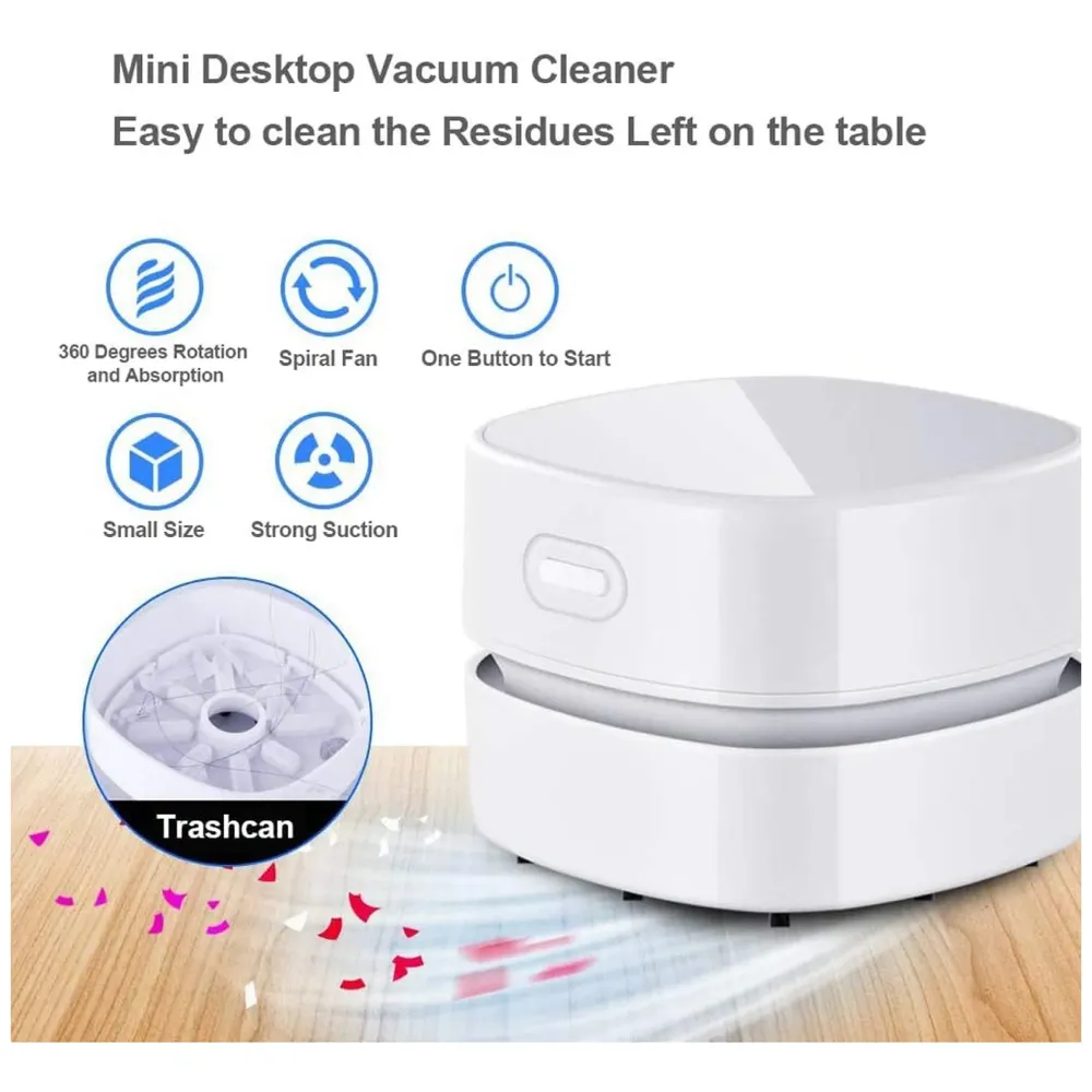 Desk Vacuum Cleaner, Mini Table dust Sweeper Energy Saving, High Endurance up to 90 mins, Cordless 360º Rotatable Design for Keyboard/Home/School/Office - 7