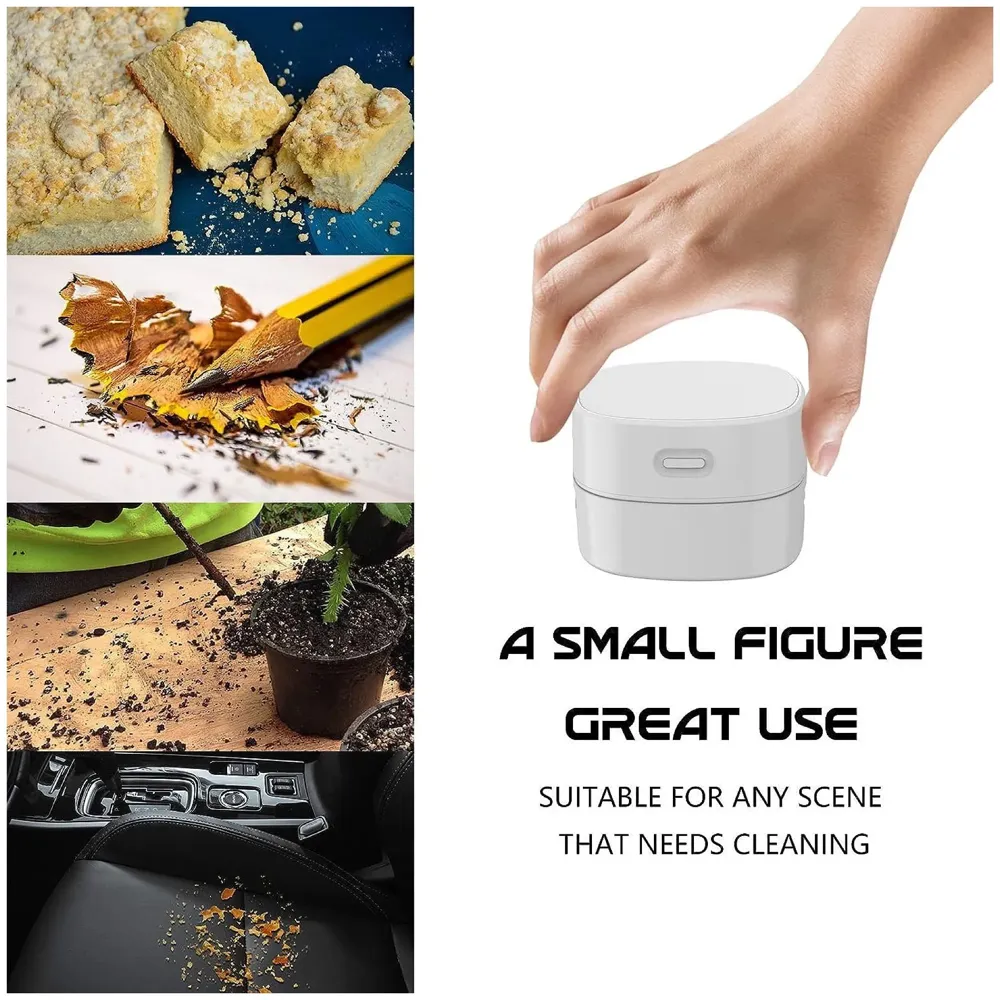 Desk Vacuum Cleaner, Mini Table dust Sweeper Energy Saving, High Endurance up to 90 mins, Cordless 360º Rotatable Design for Keyboard/Home/School/Office