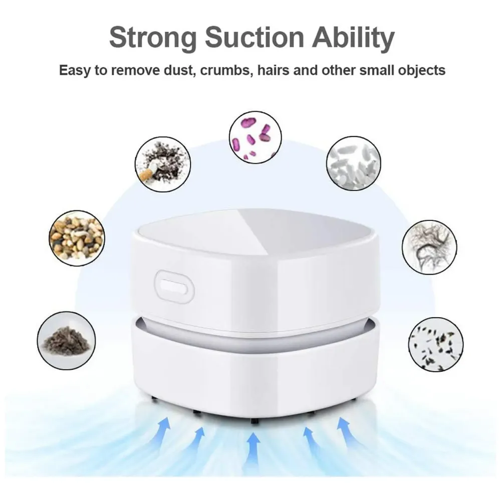 Desk Vacuum Cleaner, Mini Table dust Sweeper Energy Saving, High Endurance up to 90 mins, Cordless 360º Rotatable Design for Keyboard/Home/School/Office