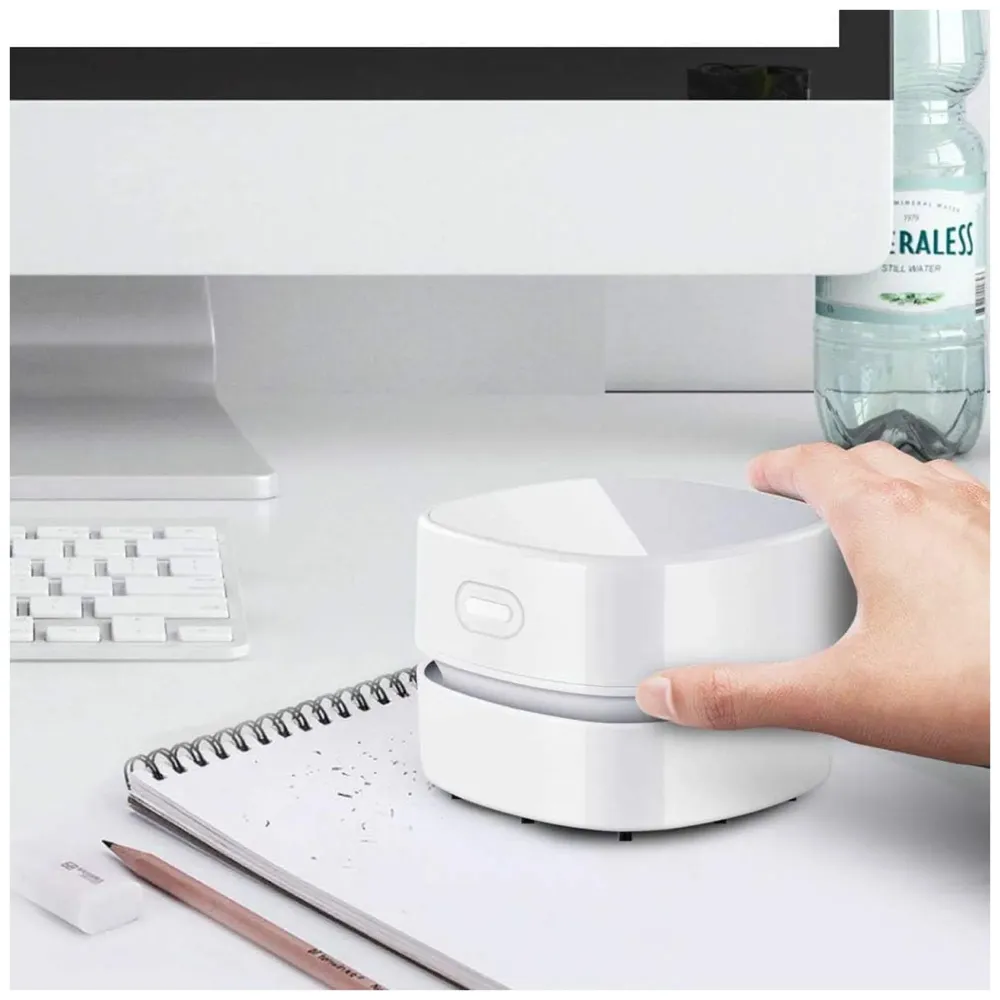 Desk Vacuum Cleaner, Mini Table dust Sweeper Energy Saving, High Endurance up to 90 mins, Cordless 360º Rotatable Design for Keyboard/Home/School/Office