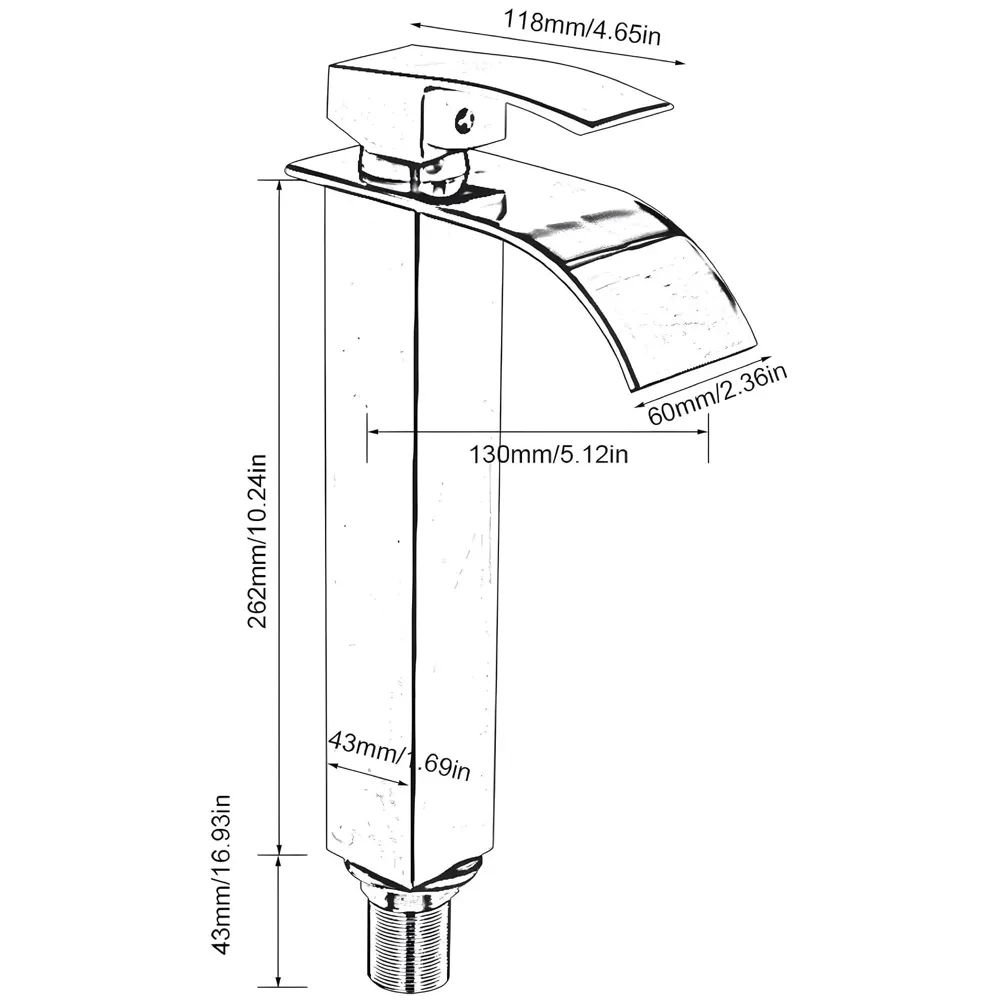 White Gold Tall Waterfall Faucet Waterfall Single Lever Basin Mixer Waterfall Tall Black, SS Material, for Bathroom Washbasins Toilets 12 Inches Height