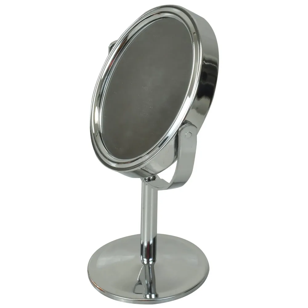 Pocket Size Vanity Mirror with 5X Magnification and Standard Tabletop Shaving Makeup ~ 2 in 1~15 cm (Silver)