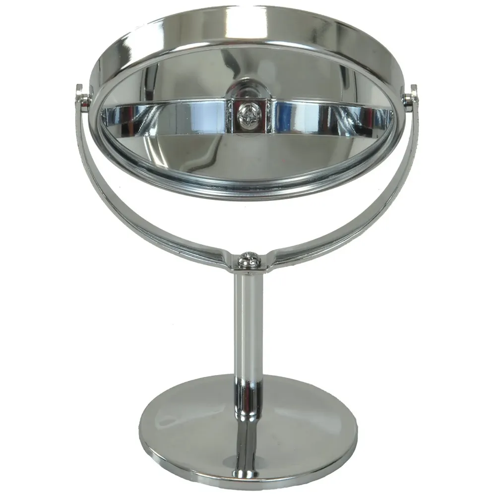 Pocket Size Vanity Mirror with 5X Magnification and Standard Tabletop Shaving Makeup ~ 2 in 1~15 cm (Silver)