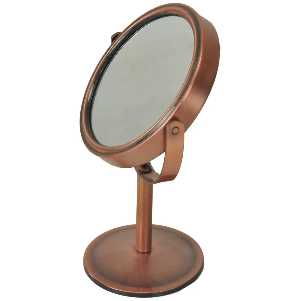 Pocket Size Vanity Mirror with 5X Magnification and Standard Tabletop Shaving Makeup ~ 2 in 1~15 cm (Bronze) - 3