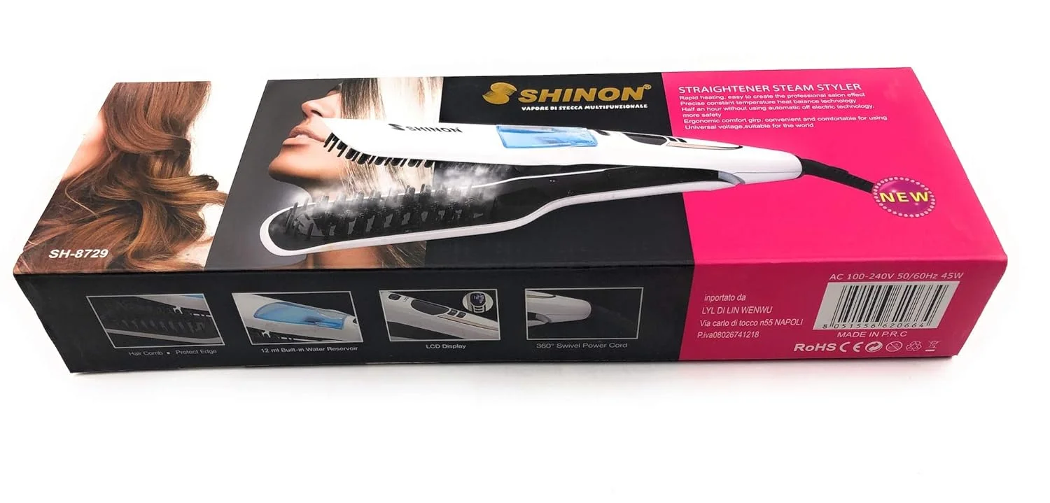 Professional Hair Salon Styling Hair Straightener Brush Heated Hair Brush Straightener Steam Vapor With LCD Screen - 2