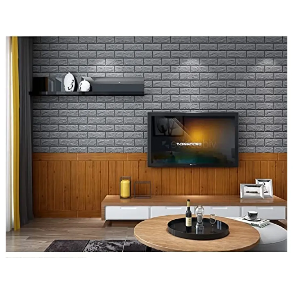 Wood Foam Wall Paper, 3D Wooden Wall Stickers Self-Adhesive Panel Decal PE Wallpaper - Peel and Stick Wall Panels