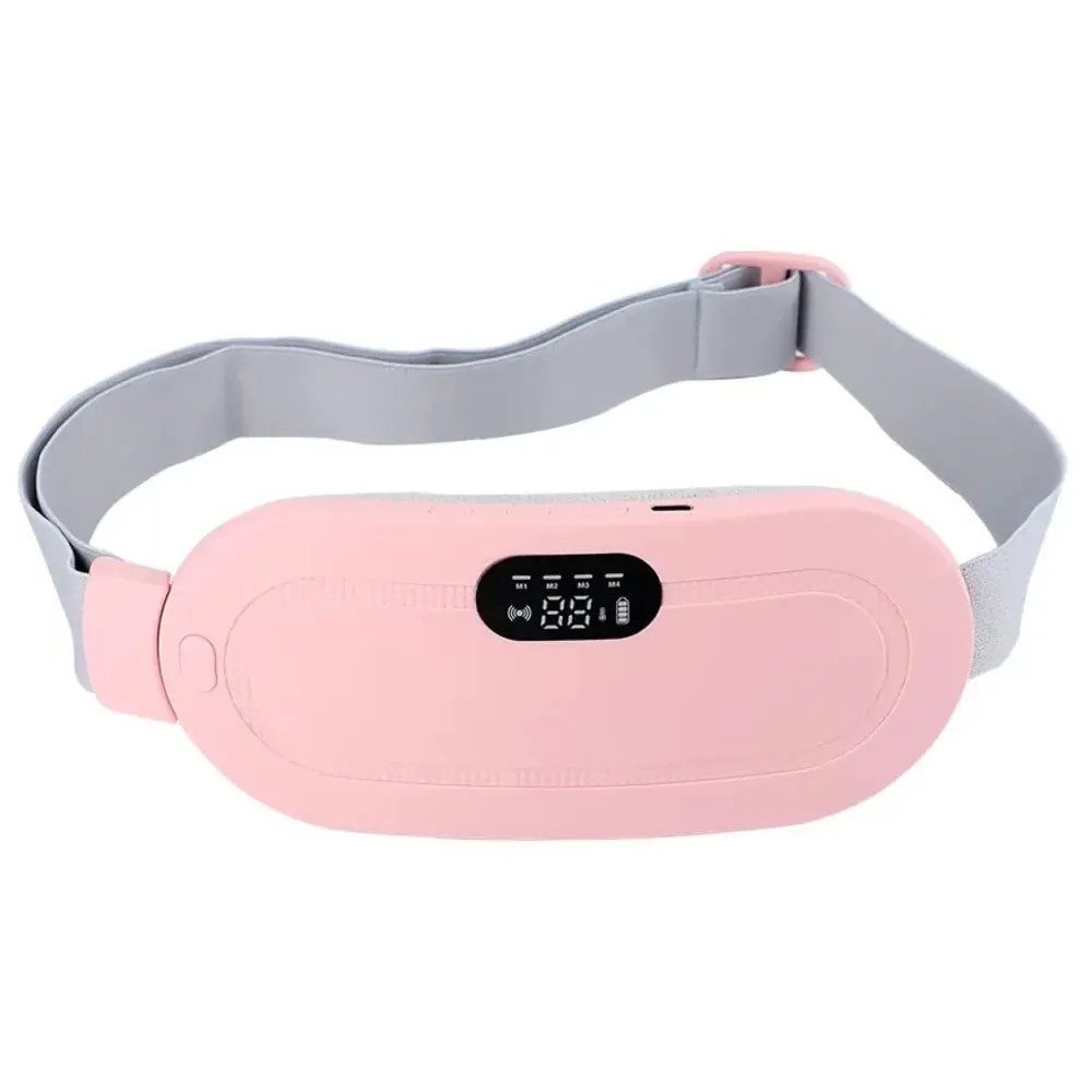Cordless Menstrual Corded Electric Heating Pad Vibrating Massager For Period Back Pain, 3-Speed Heating & 4-Speed Vibration Modes, Pink