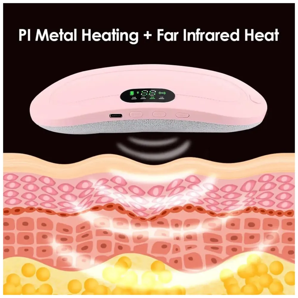 Cordless Menstrual Corded Electric Heating Pad Vibrating Massager For Period Back Pain, 3-Speed Heating & 4-Speed Vibration Modes, Pink - 5