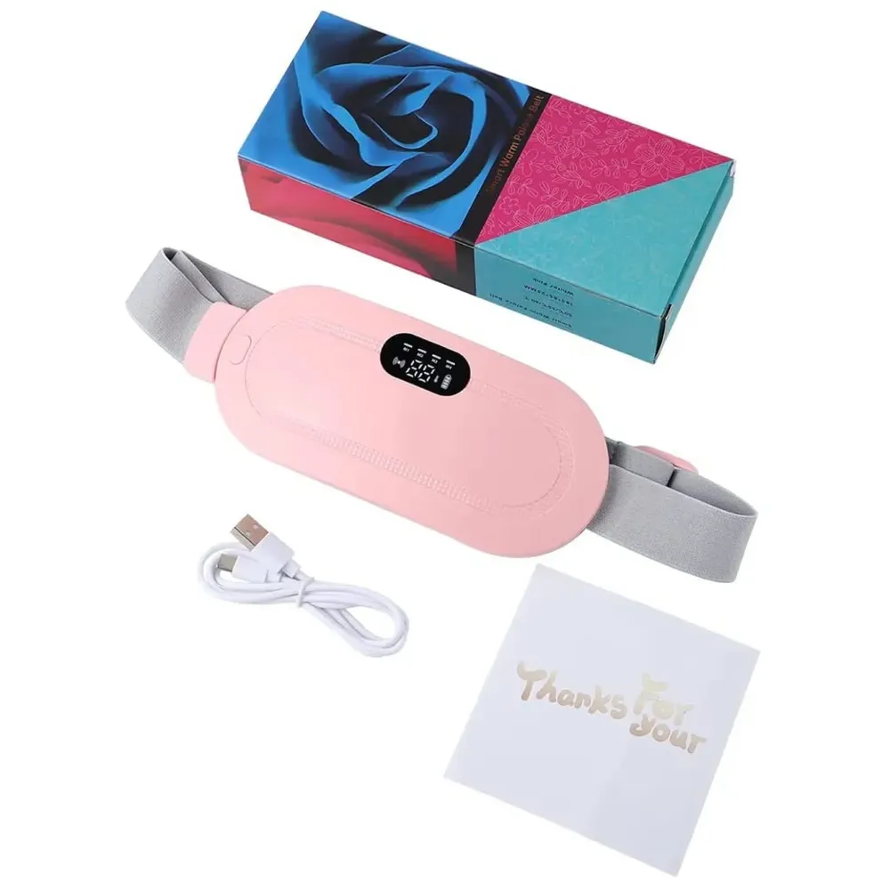 Cordless Menstrual Corded Electric Heating Pad Vibrating Massager For Period Back Pain, 3-Speed Heating & 4-Speed Vibration Modes, Pink - 9