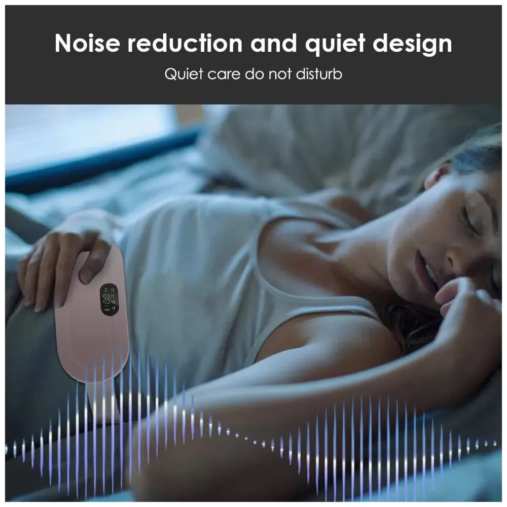 Cordless Menstrual Corded Electric Heating Pad Vibrating Massager For Period Back Pain, 3-Speed Heating & 4-Speed Vibration Modes, Pink