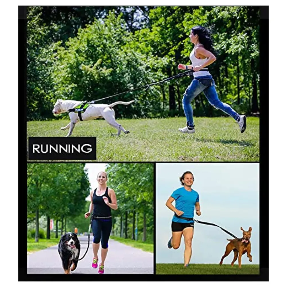 Waist Dog Leash Hands Free Extendable Dogs Running Waist Leash for Running Walking Jogging Adjustable Waist Belt.