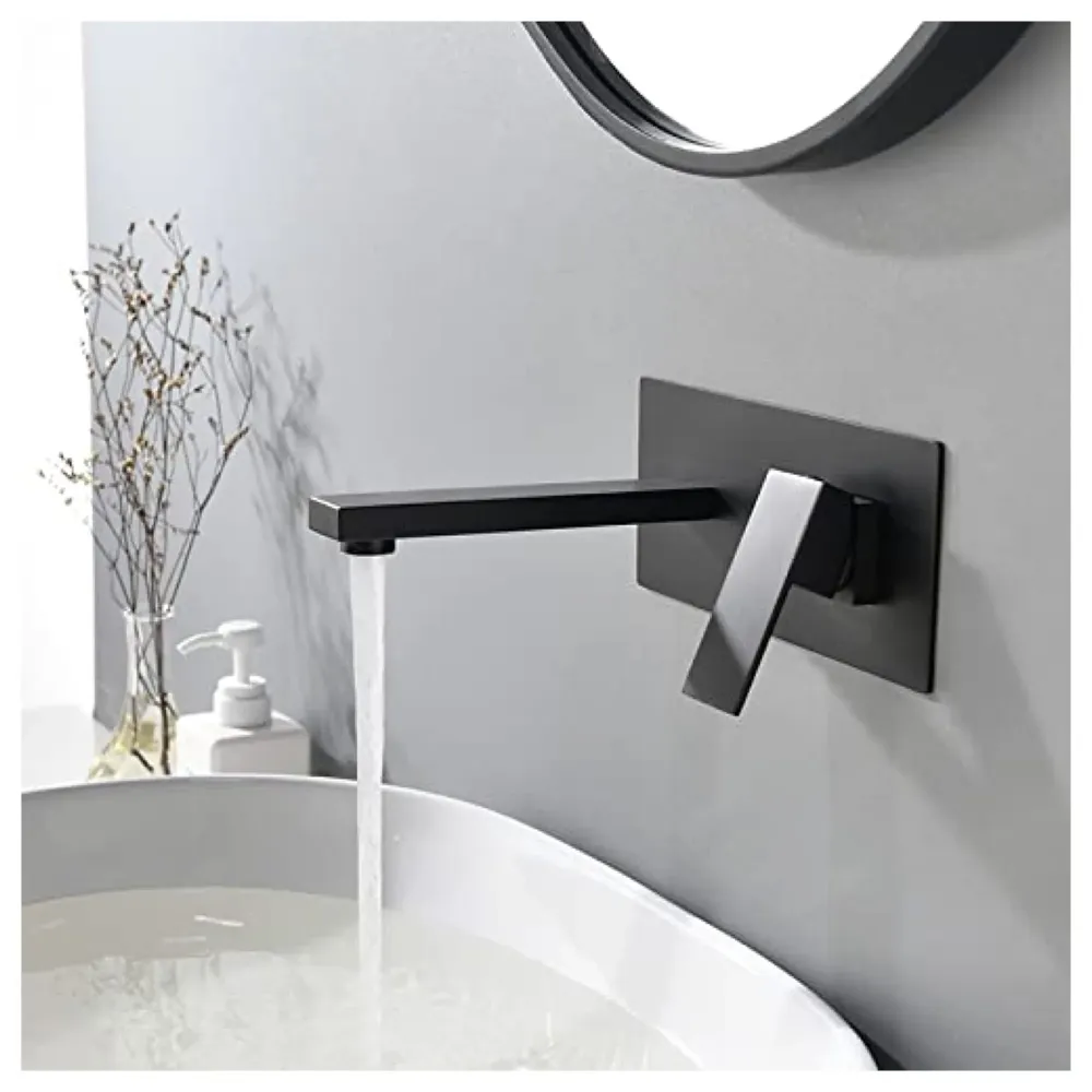 Wall Tap Faucet Black Mixer Hot and Cold Basin Tap Faucet Sink Mixer Black Colour Wall tap Mixer wall Mixer with Concealed Parts