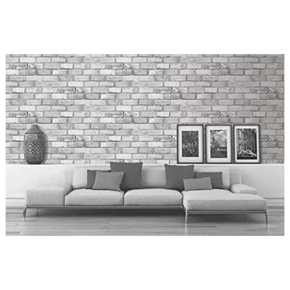 Quality Premium Textured Wallpaper Grey Bricks Design (0.53 * 10 M, 57 Square Feet) 1 Roll of Grey Bricks