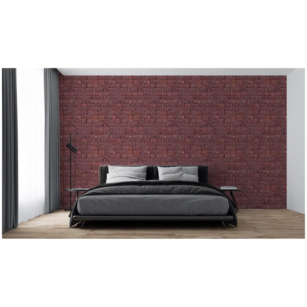 PVC Coated Textured Wallpaper With Bricks Design, 0.53 x 10 M