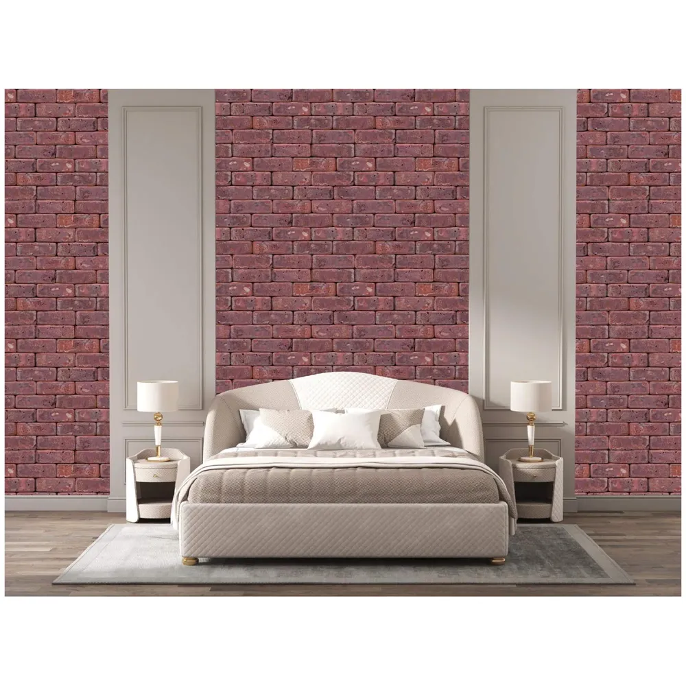 PVC Coated Textured Wallpaper With Bricks Design, 0.53 x 10 M