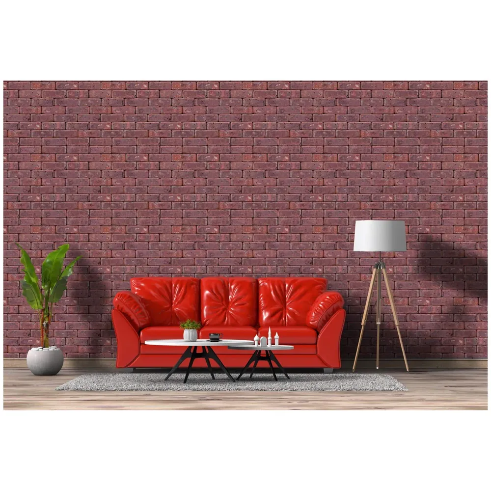 PVC Coated Textured Wallpaper With Bricks Design, 0.53 x 10 M