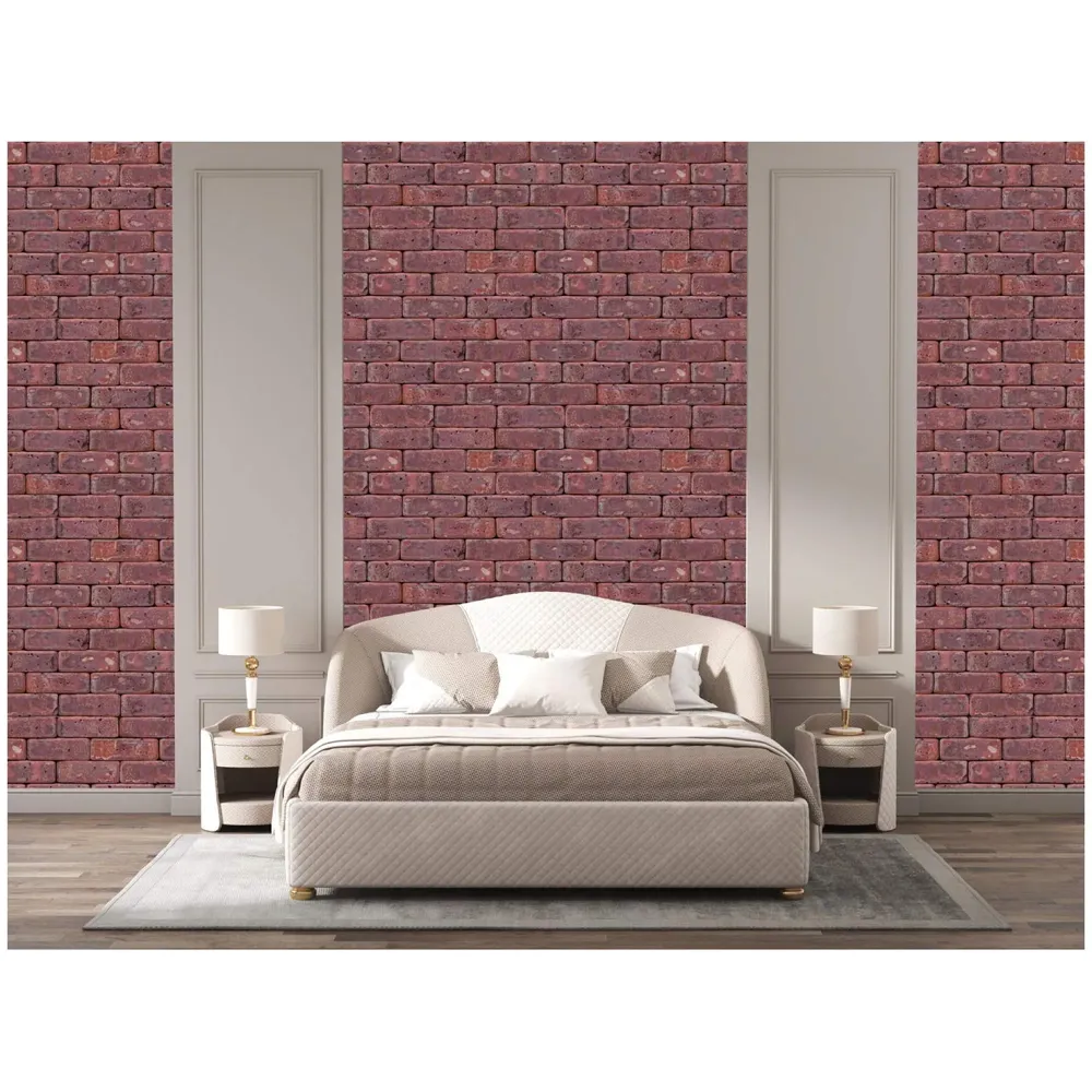PVC Coated Textured Wallpaper With Bricks Design, 0.53 x 10 M