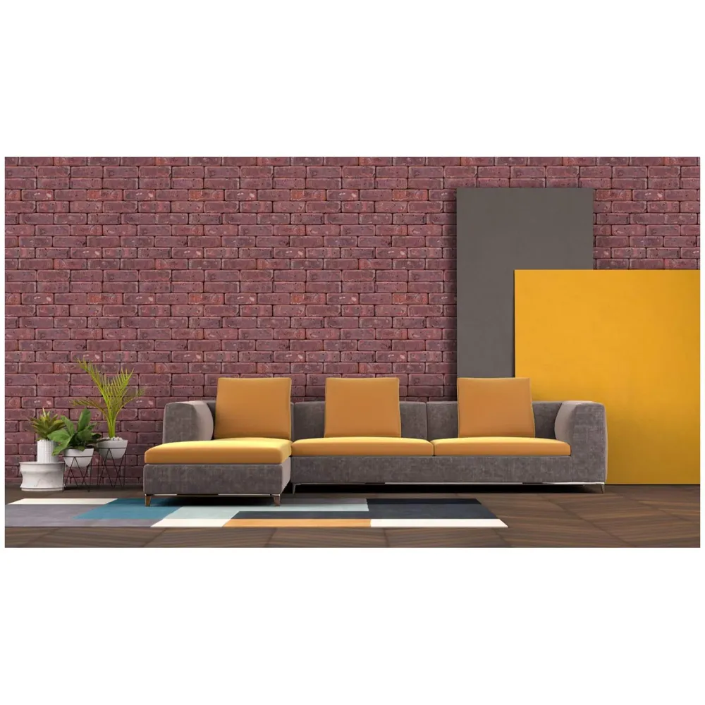 PVC Coated Textured Wallpaper With Bricks Design, 0.53 x 10 M