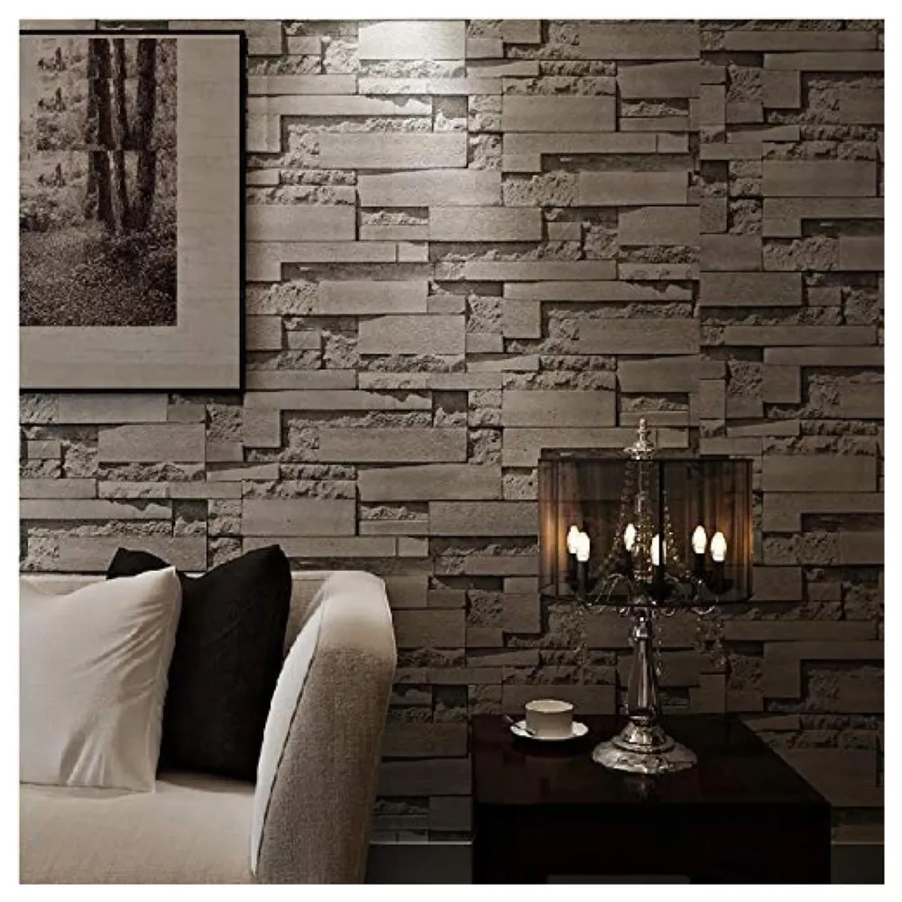Textured Dholpur Slate Stone Wallpaper Hotelier Series (0.53 * 10 M, 57 Square Feet) Full Roll (Gris Slate)
