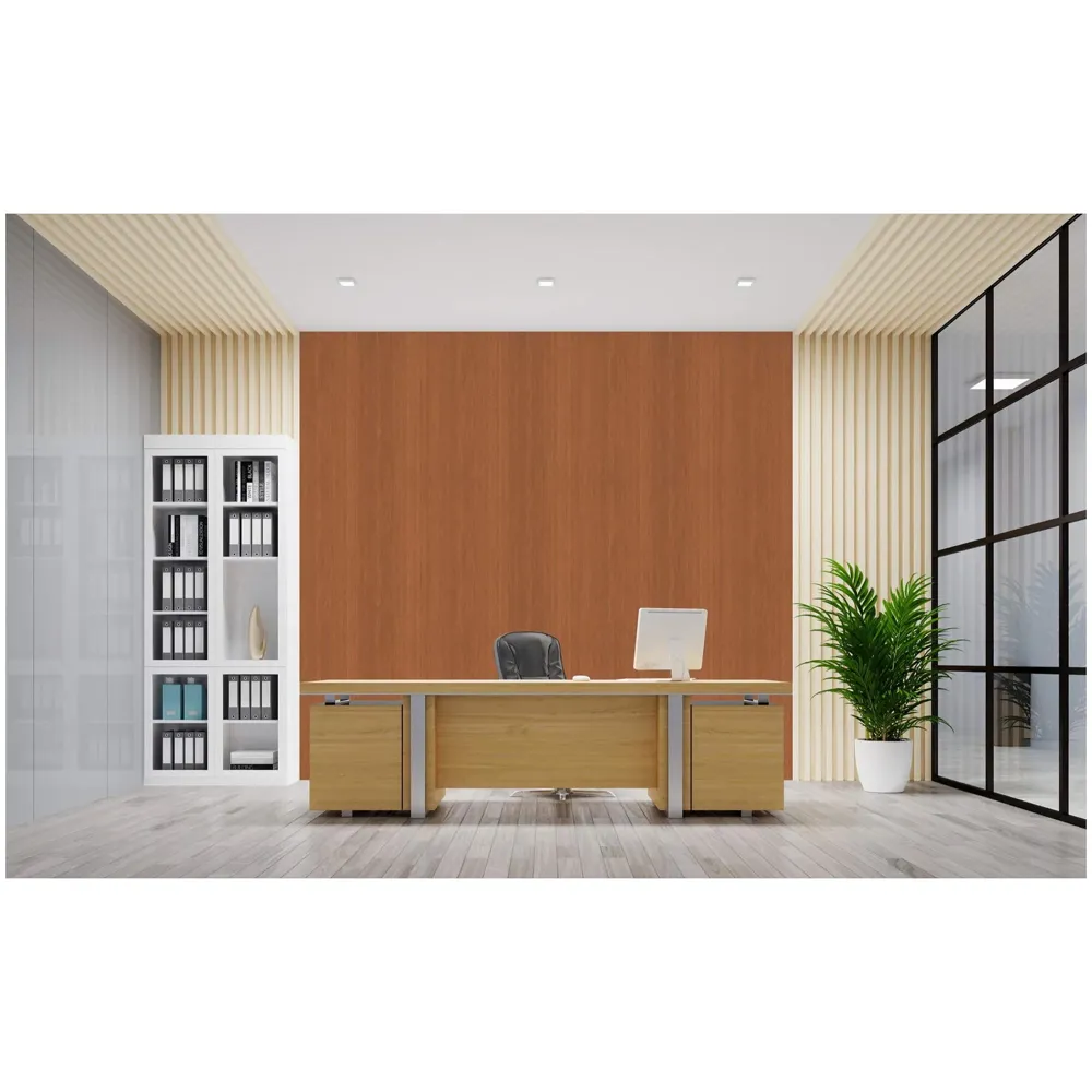 Veneer WoodenTextured Wallpaper (0.53 * 10 M, 57 Square Feet) 1 Full Roll, Mahogany Tree Wood Design