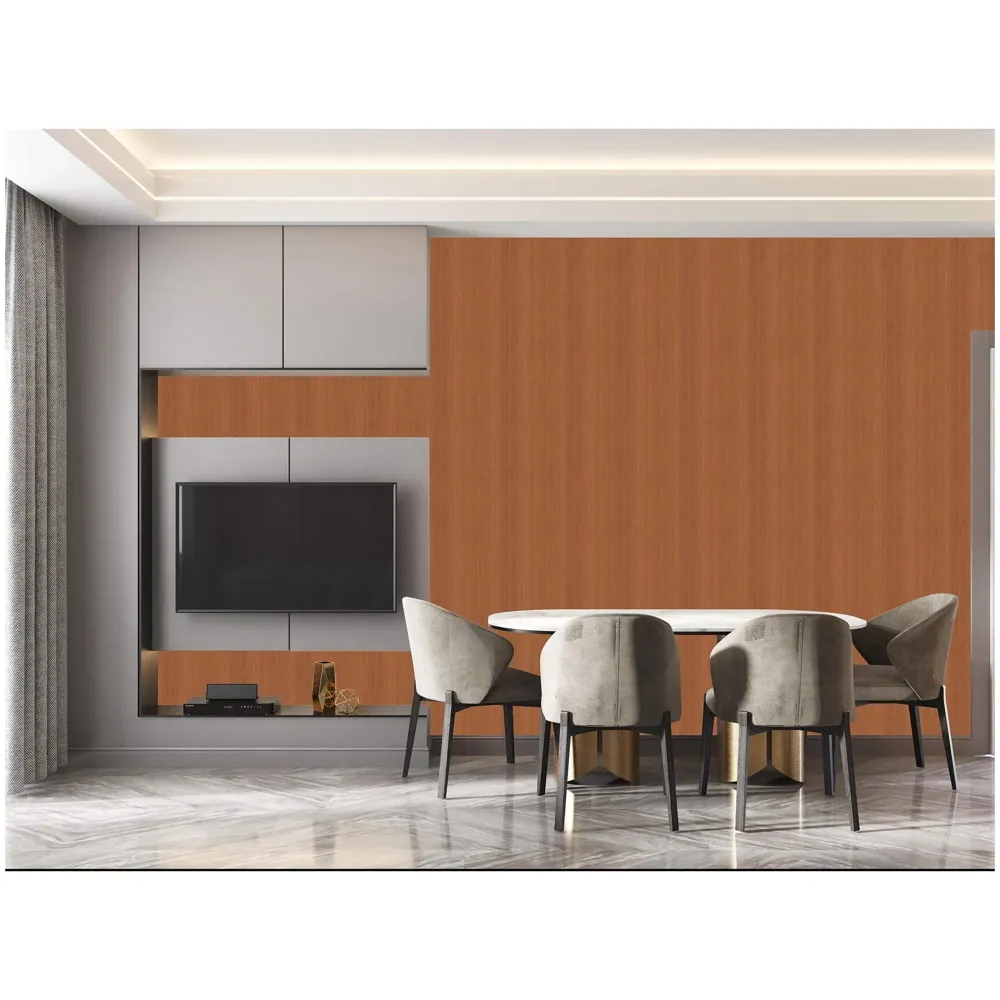 Veneer WoodenTextured Wallpaper (0.53 * 10 M, 57 Square Feet) 1 Full Roll, Mahogany Tree Wood Design