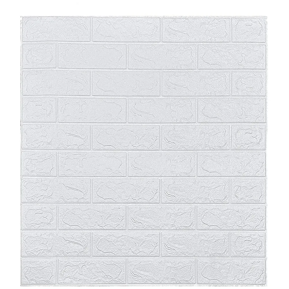Foam Wall Paper, 3D Brick Wall Stickers Self-Adhesive Panel Decal PE Wallpaper - Peel and Stick Wall Panels (1, White Bricks)(5.8 Sqft)