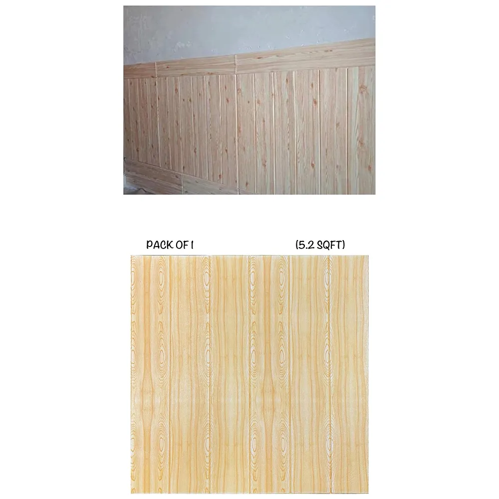Wall Paper, 3D Wood Wall Stickers Self-Adhesive Panel Decal PE Wallpaper - Peel and Stick Wall Panels for TV Walls, Sofa Background Wall Decor (1) Premium