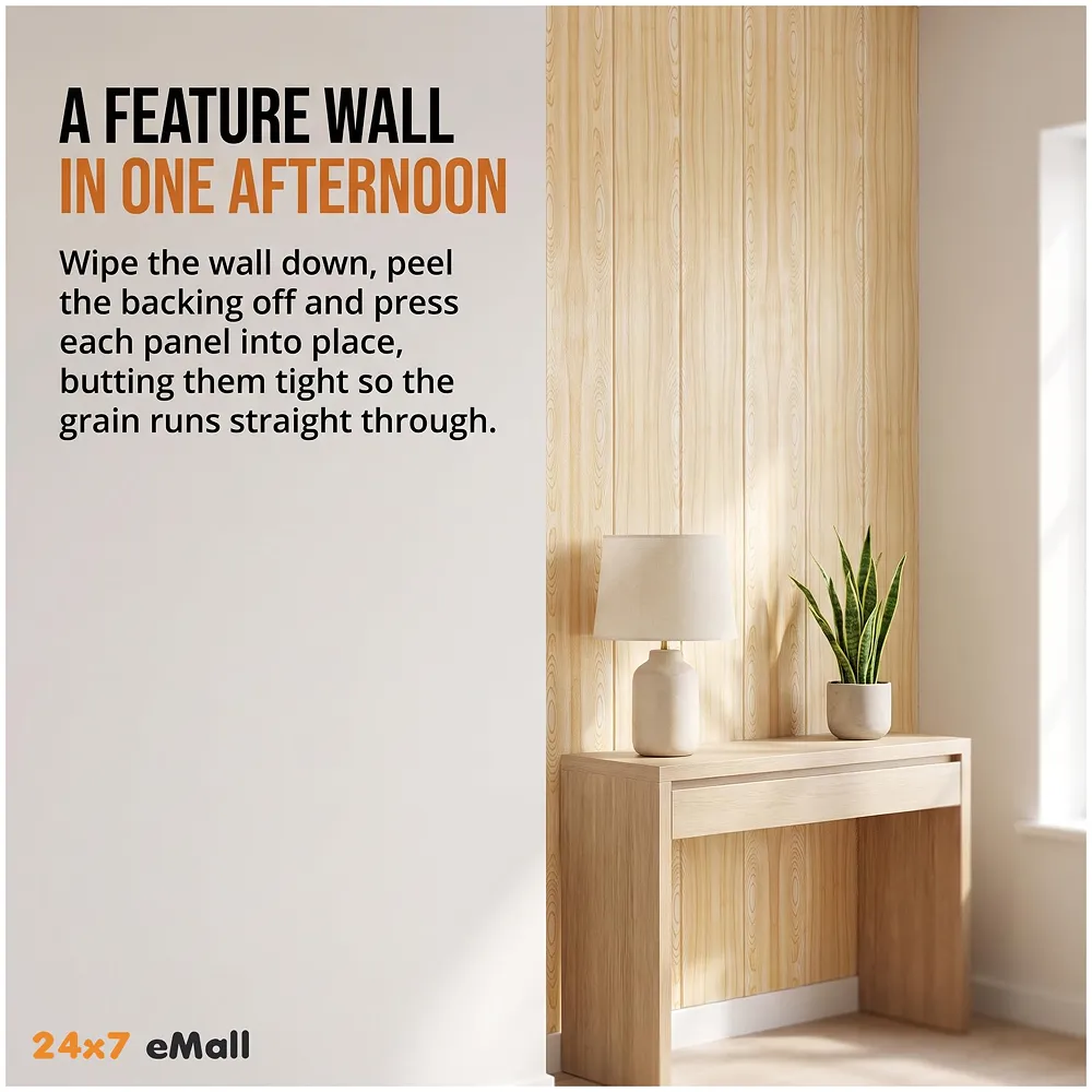 Wall Paper, 3D Wood Wall Stickers Self-Adhesive Panel Decal PE Wallpaper - Peel and Stick Wall Panels for TV Walls, Sofa Background Wall Decor (2) Premium