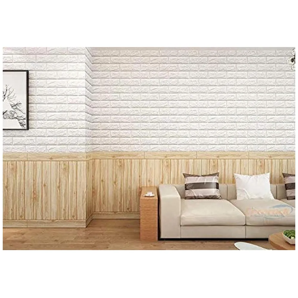 Wall Paper, 3D Wood Wall Stickers Self-Adhesive Panel Decal PE Wallpaper - Peel and Stick Wall Panels for TV Walls, Sofa Background Wall Decor (2) Premium