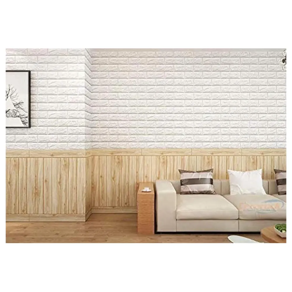 Wall Paper, 3D Wood Wall Stickers Self-Adhesive Panel Decal PE Wallpaper - Peel and Stick Wall Panels for TV Walls, Sofa Background Wall Decor (2)